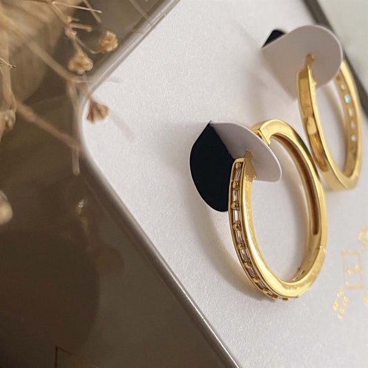 San Dimas 24mm Baguette Encrusted Hoop