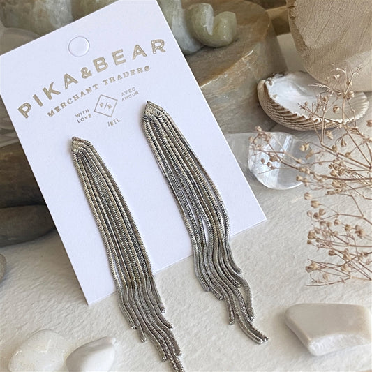 Sentinel Cascading Multi Chain Drop Earrings Silver