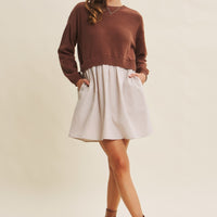 Easy Coffee Date Twofer Mini Sweater Dress
