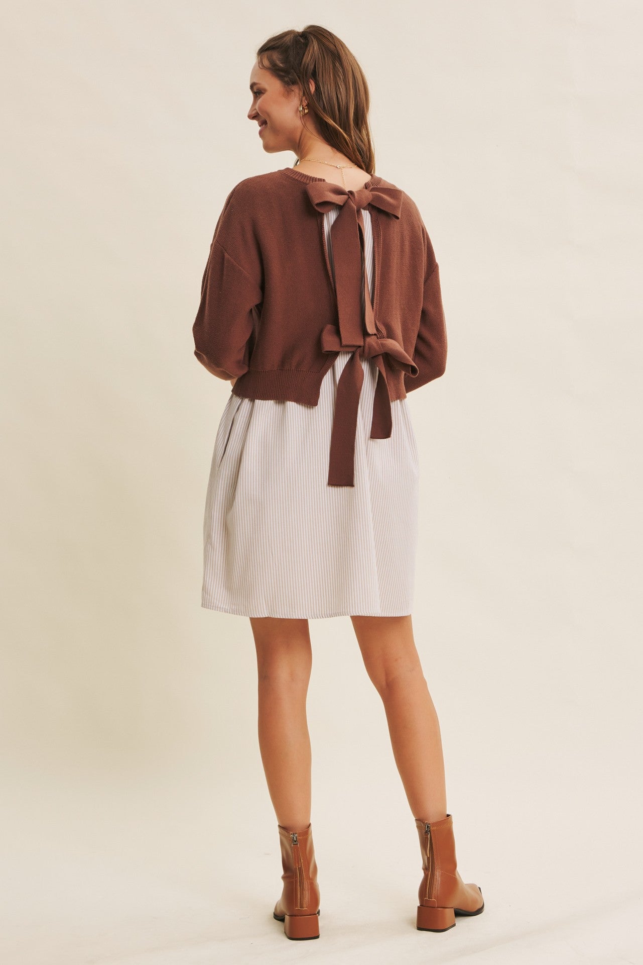 Easy Coffee Date Twofer Mini Sweater Dress