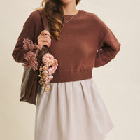 Easy Coffee Date Twofer Mini Sweater Dress