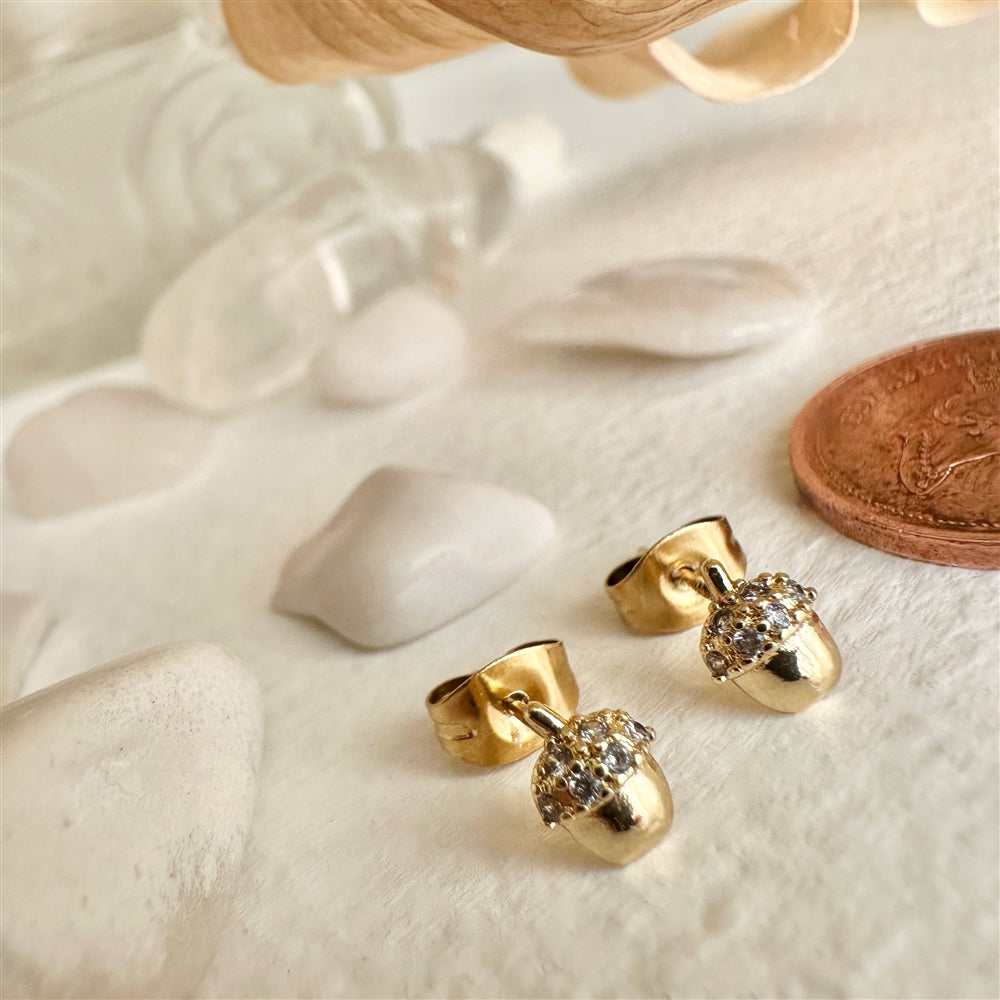 Akerne Gemstone Encrusted Acorn Stud