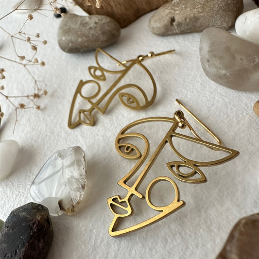 Klee Boucle d'oreille silhouette visage géométrique