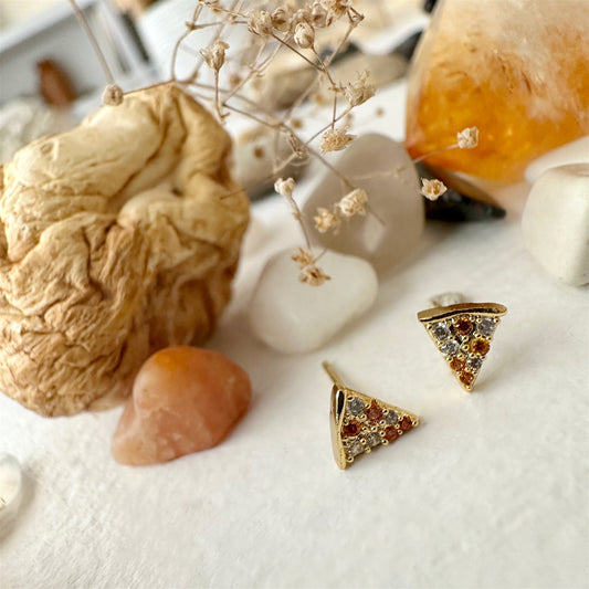 Slice Gem Encrusted Pizza Stud Earrings