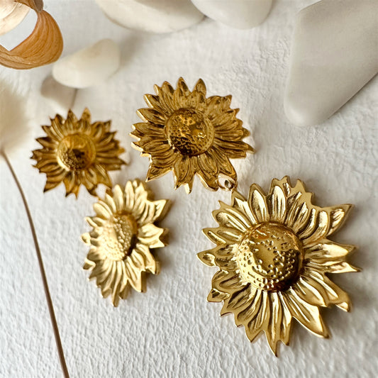Helian Double Sunflower Drop Earrings