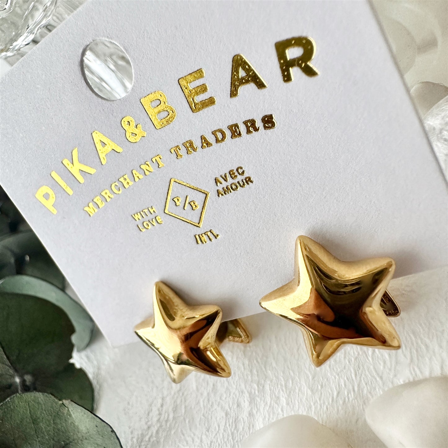 Pendientes Spite Doble Estrella Oro