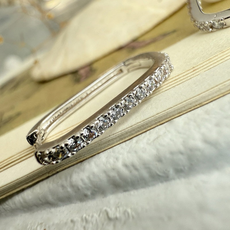 Bialto Zircon Paperclip Hoop Earrings In Silver