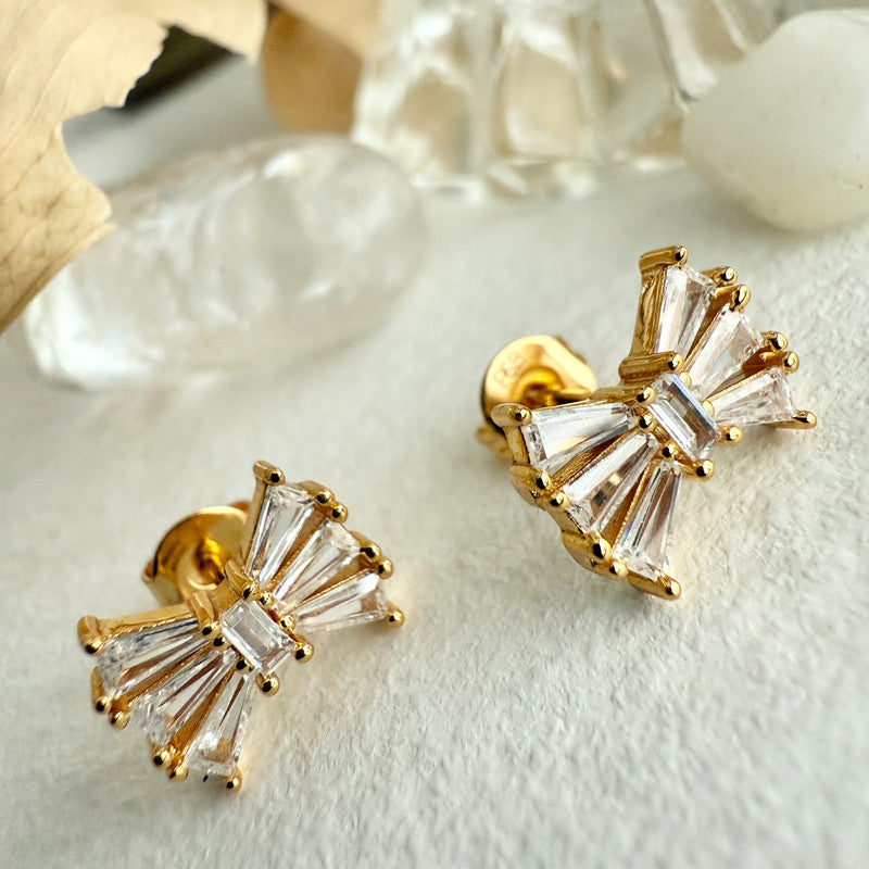 Cassat Rhinestone Bow Stud Earrings