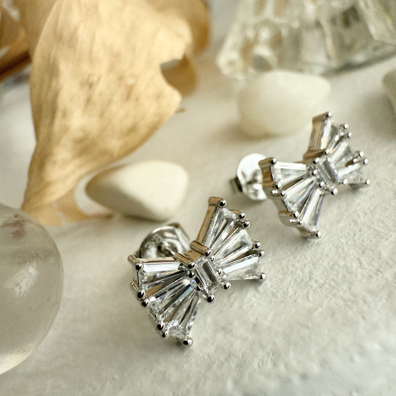 Cassat Rhinestone Bow Stud Earrings