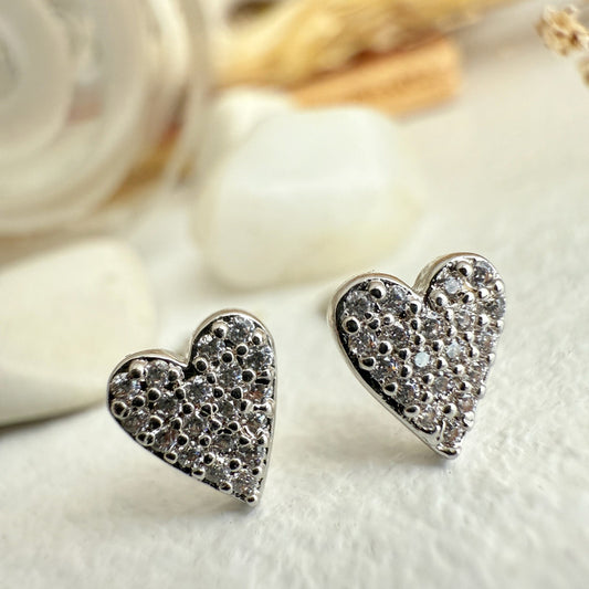Heart Of Glass Mini Heart Stud Earrings Silver