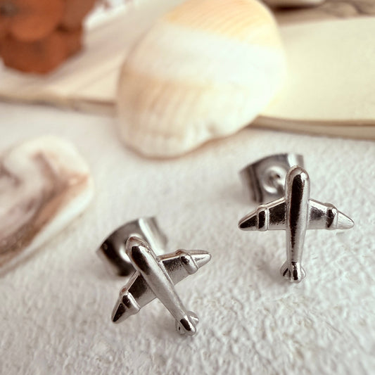 "Jet Set" Airplane Stud Earrings