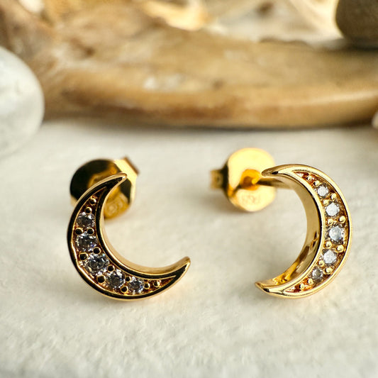 La Lune Crescent Moon Stud Earrings