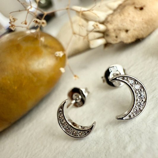 La Lune Crescent Moon Stud Earrings