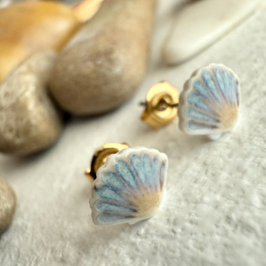 "Orinoco" Porcelain Sea Shell Stud Earrings