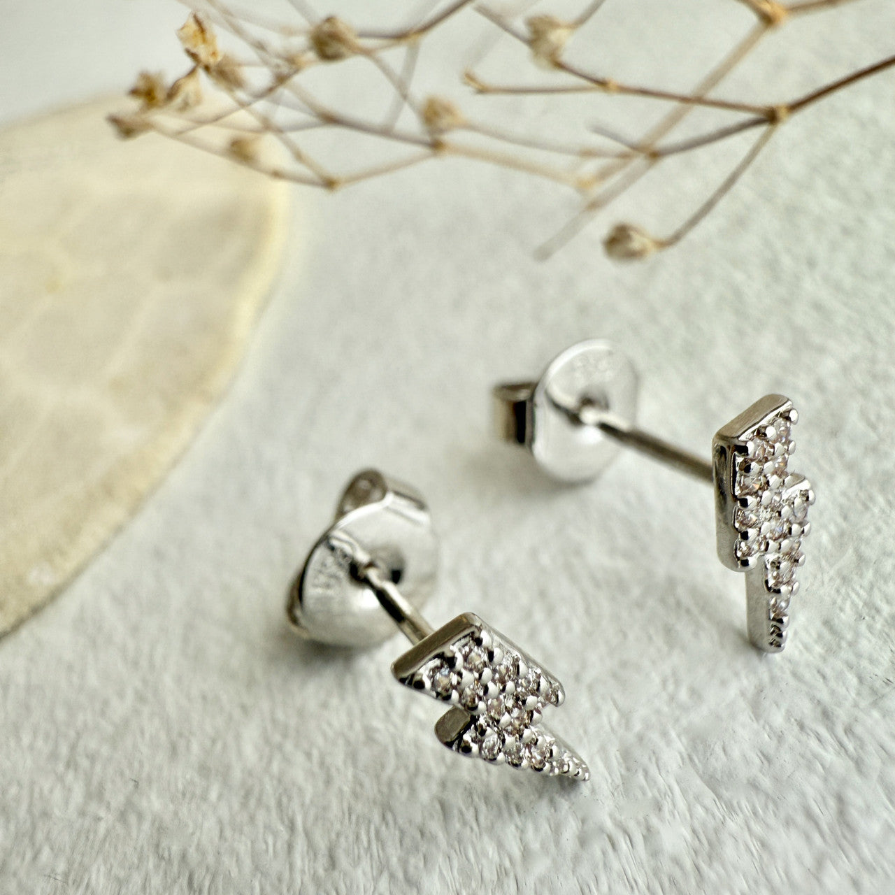 Silver Ride The Lightning Stud Earrings