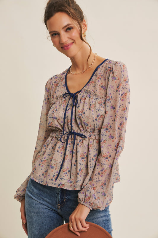 Romantic Floral Chiffon Blouse