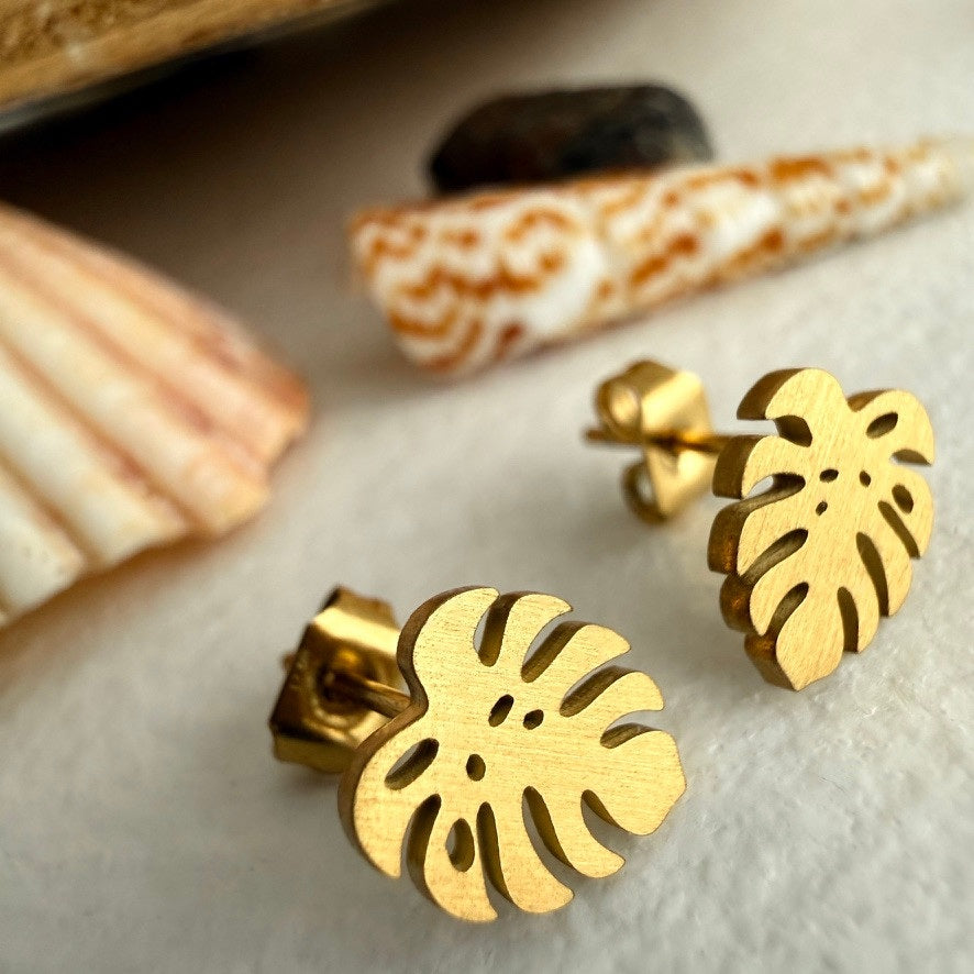 "Adanson" Monstera Silhouette Stud Earrings