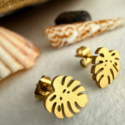 "Adanson" Monstera Silhouette Stud Earrings