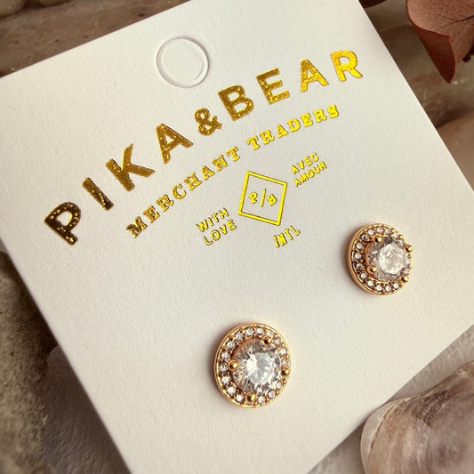 Anya" Round Rhinestone Stud Earrings