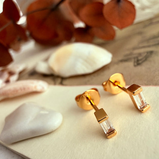 "Carroll" Baguette Crystal Stud Earrings