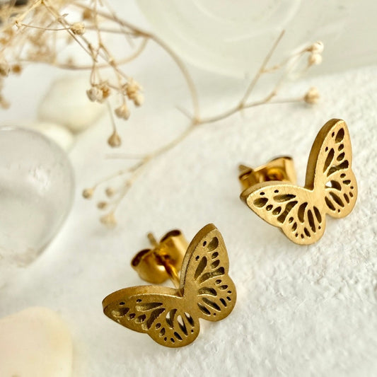 "Hesper" Butterfly Silhouette Stud Earrings