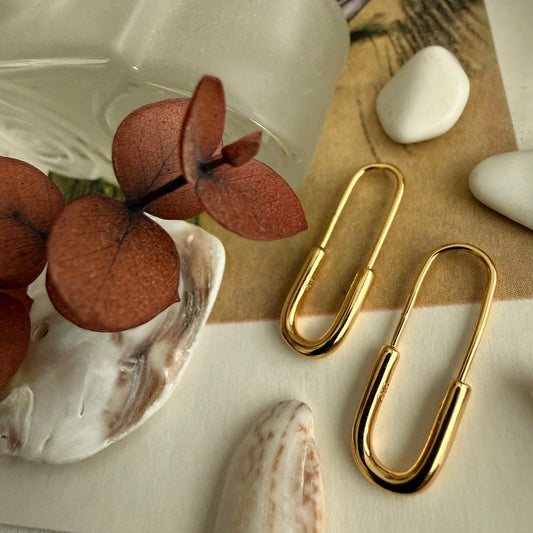 "Noa" Safety Pin Hoop Earrings