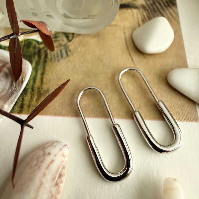 "Noa" Safety Pin Hoop Earrings