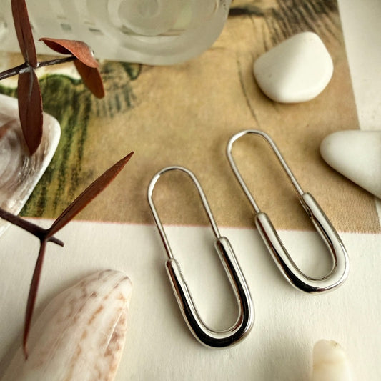 "Noa" Safety Pin Hoop Earrings