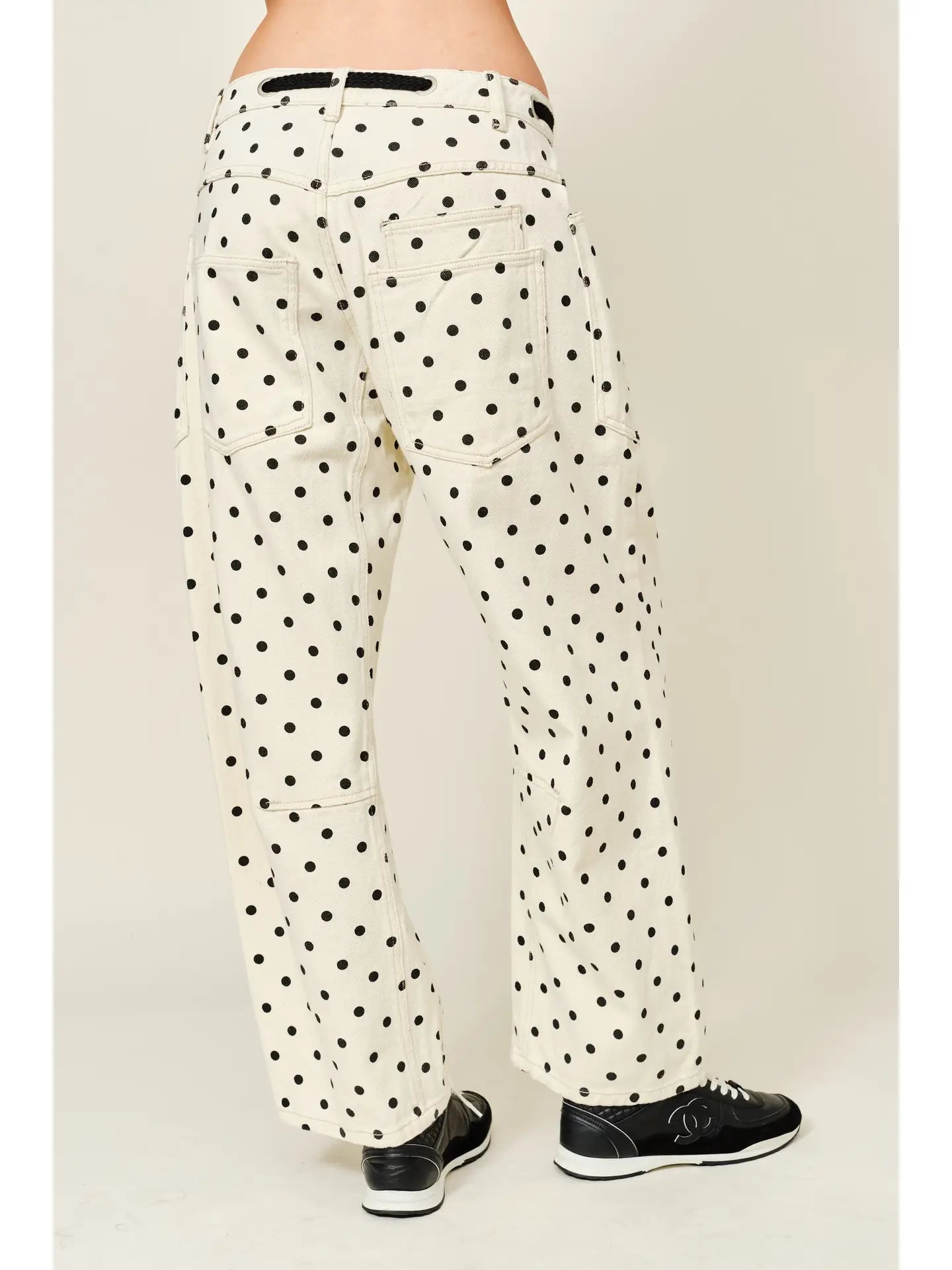 Dot Barrel Denim Pants