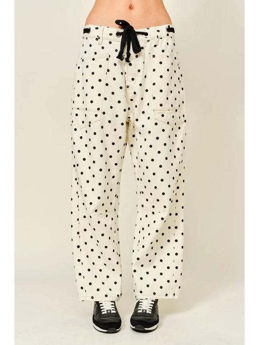 Dot Barrel Denim Pants