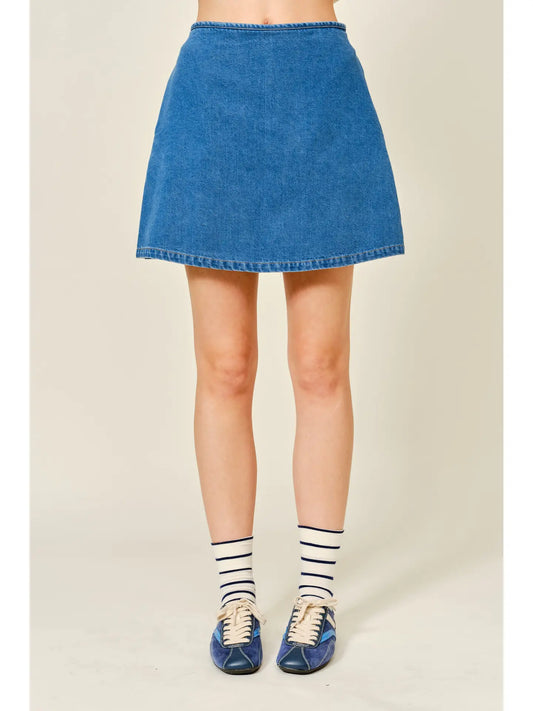 Denim Wrap Mini Skort