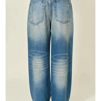 Waist Detail Wide Baggy Jeans