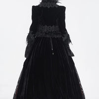 Velvet Cropped Jacket With Lace Trim