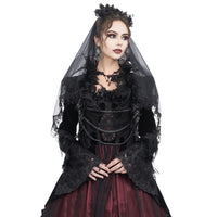 Velvet Cropped Jacket With Lace Trim