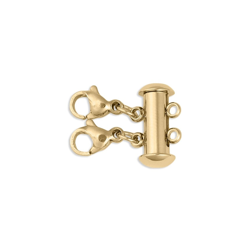 18K Gold Pvd 2 Row Layering Necklace Magnetic Clasp