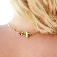 18K Gold Pvd 2 Row Layering Necklace Magnetic Clasp