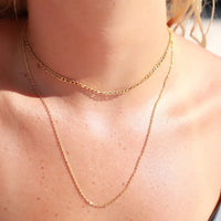 18K Gold Pvd 2 Row Layering Necklace Magnetic Clasp