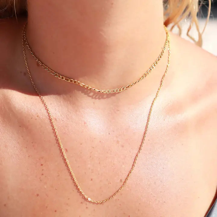 18K Gold Pvd 2 Row Layering Necklace Magnetic Clasp