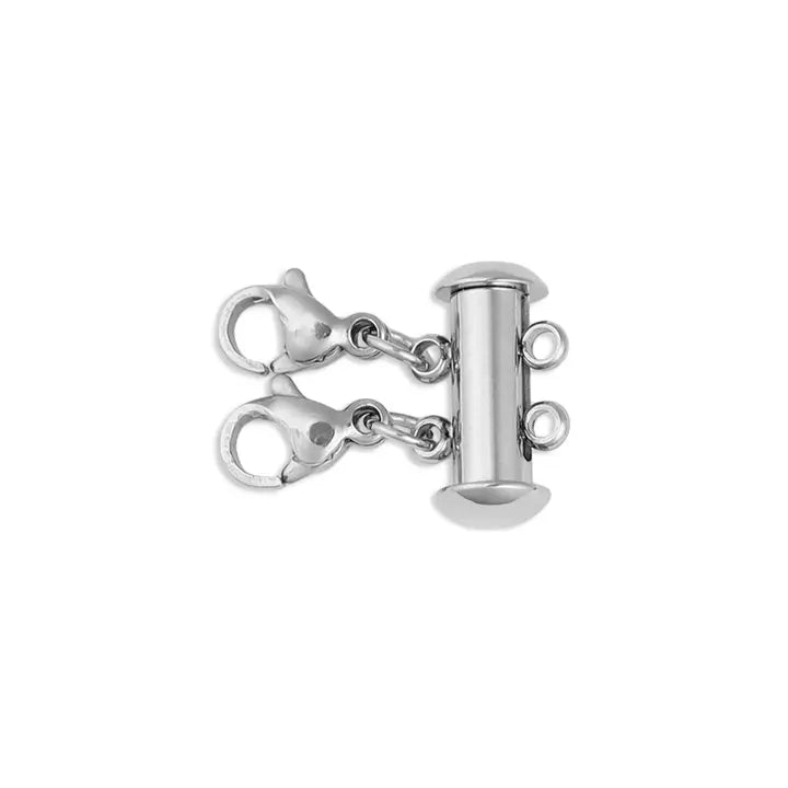 Stainless Steel 2 Row Layering Necklace Magnetic Clasp