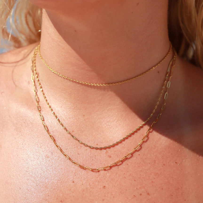 Stainless Steel 3 Row Layering Necklace Magnetic Clasp