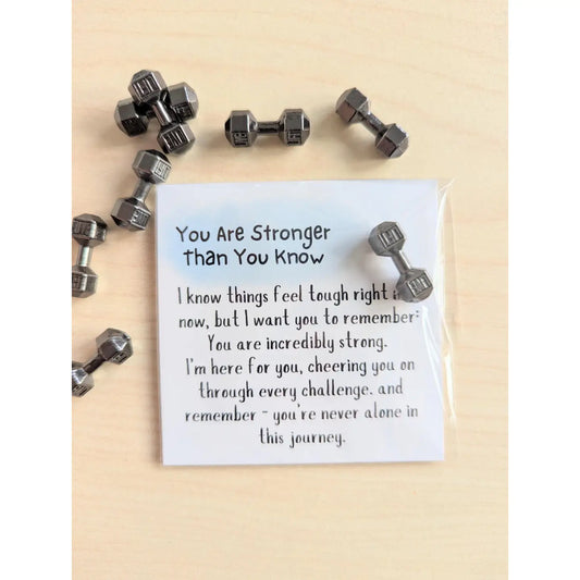 Encouragement Card With Tiny Dumbbell For Tough Times