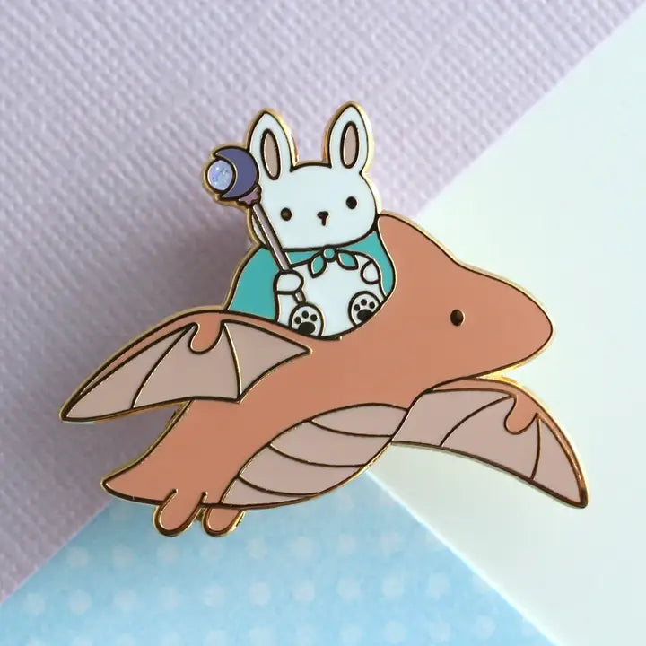 Bunny and Dragon Knight Enamel Pin