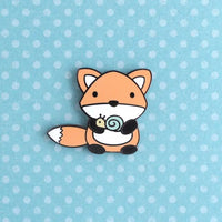 Fox And Snail Enamel Pin (Orange Variant)