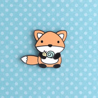 Fox And Snail Enamel Pin (Orange Variant)