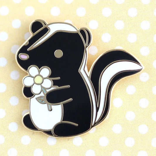 Skunk And Daisy Enamel Pin