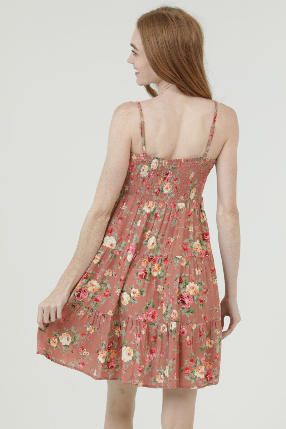 Spaghetti Strap Floral Tiered Dress