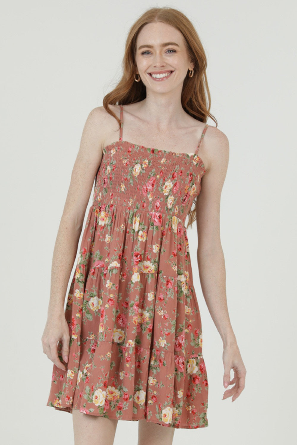 Spaghetti Strap Floral Tiered Dress
