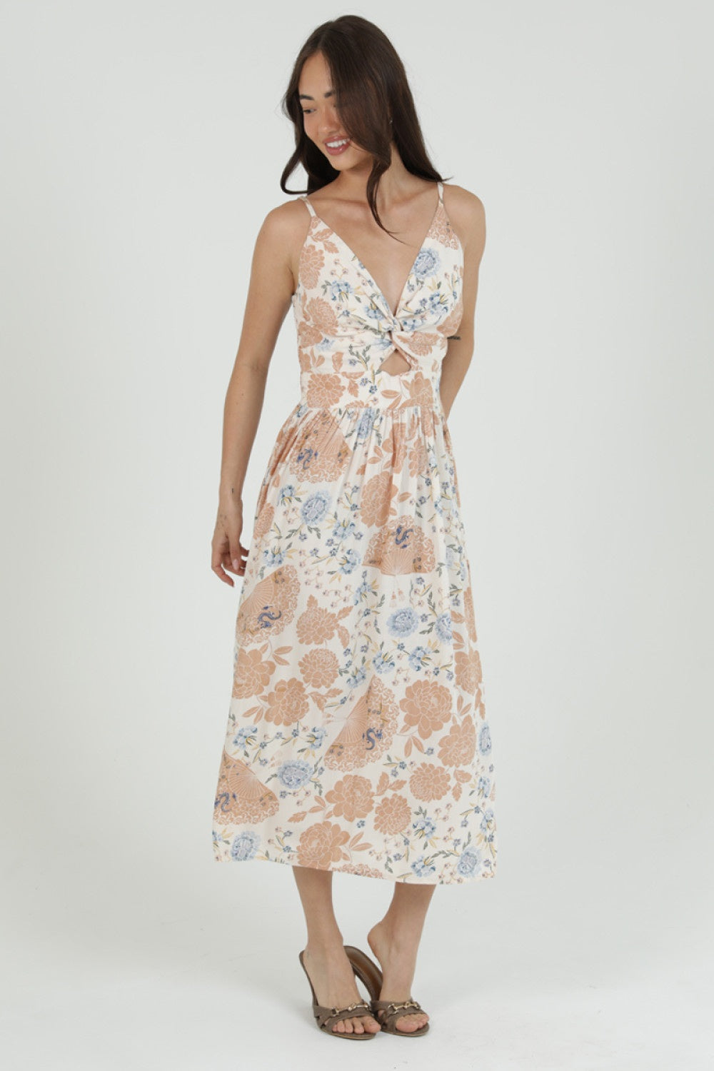 Twist Front Midi Dress
