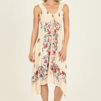 Ivory Dress With Floral Pattern