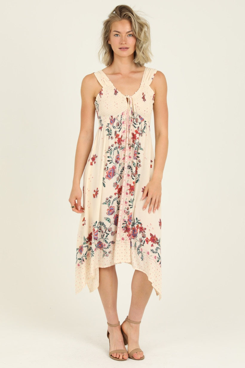 Ivory Dress With Floral Pattern